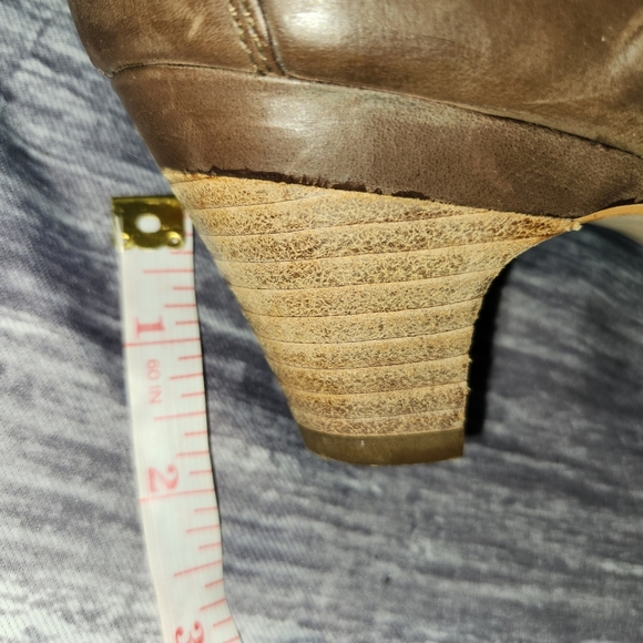 Steve Madden Brown Leather Ruched Round Toe Block Heel Pumps Comfortable Shoes - Picture 7 of 15